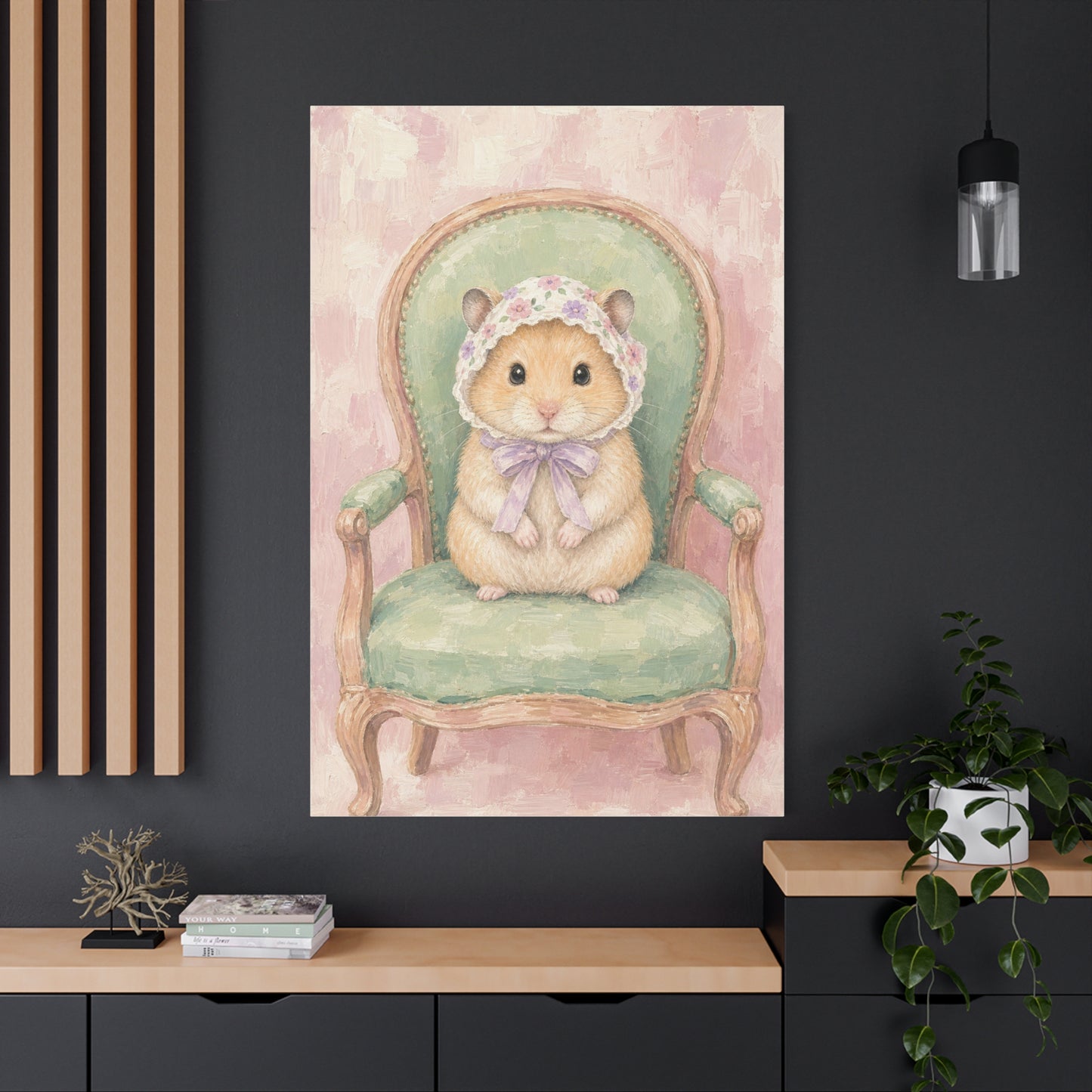 Baby Hamster Nursery Canvas Wall Art | Watercolor Animal Print | Kids Room Decor