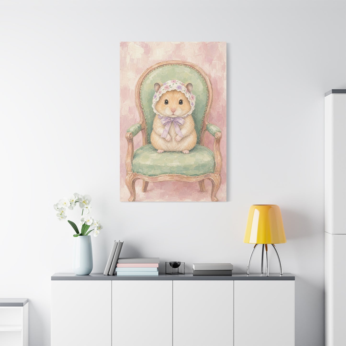 Baby Hamster Nursery Canvas Wall Art | Watercolor Animal Print | Kids Room Decor