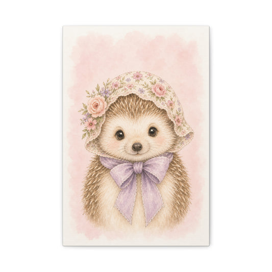 Baby Hedgehog Nursery Canvas Wall Art | Watercolor Animal Print | Kids Room Decor
