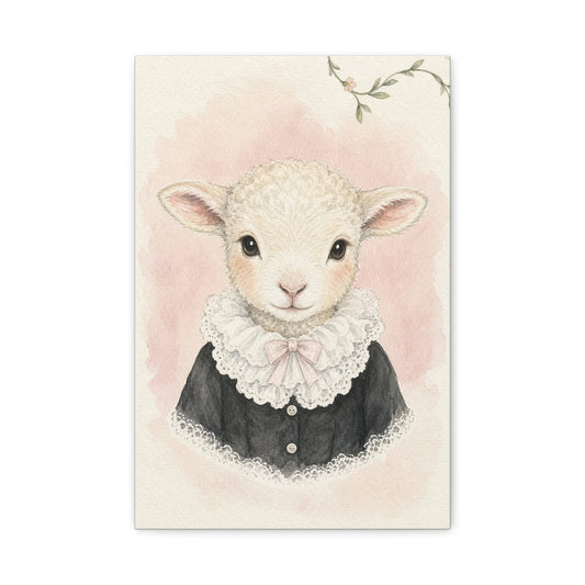 Baby Lamb Nursery Canvas Wall Art | Watercolor Animal Print | Kids Room Decor