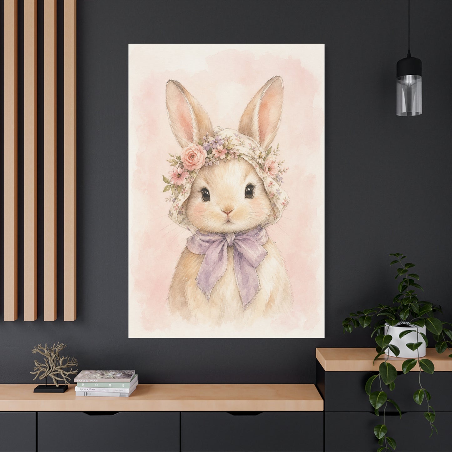 Baby Rabbit Nursery Canvas Wall Art | Watercolor Animal Print | Kids Room Decor