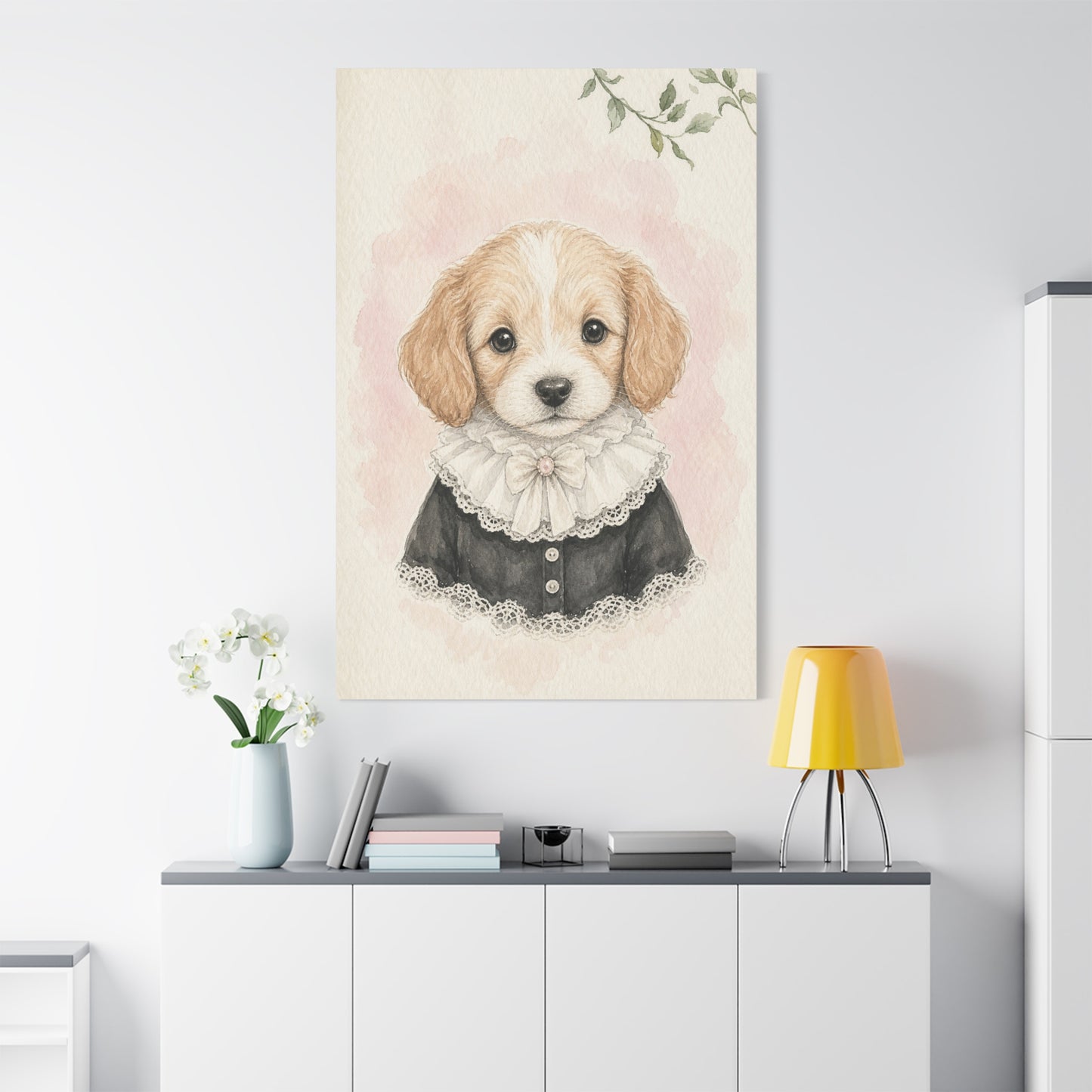 Baby Puppy Nursery Canvas Wall Art | Watercolor Animal Print | Kids Room Decor