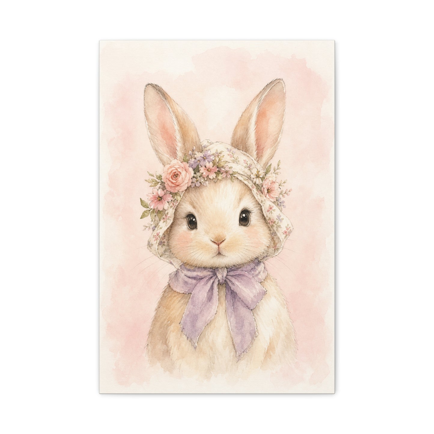 Baby Rabbit Nursery Canvas Wall Art | Watercolor Animal Print | Kids Room Decor