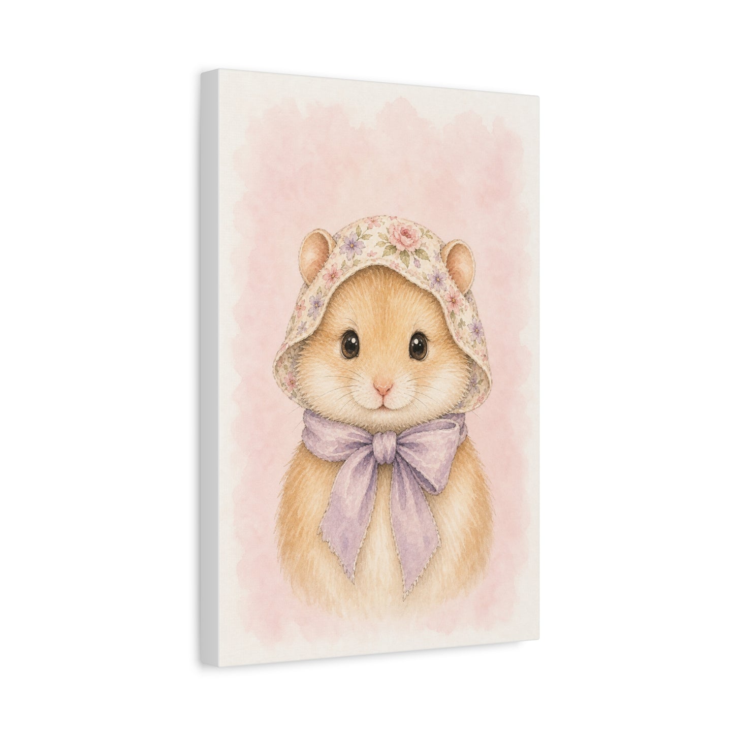 Baby Hamster Nursery Canvas Wall Art | Watercolor Animal Print | Kids Room Decor