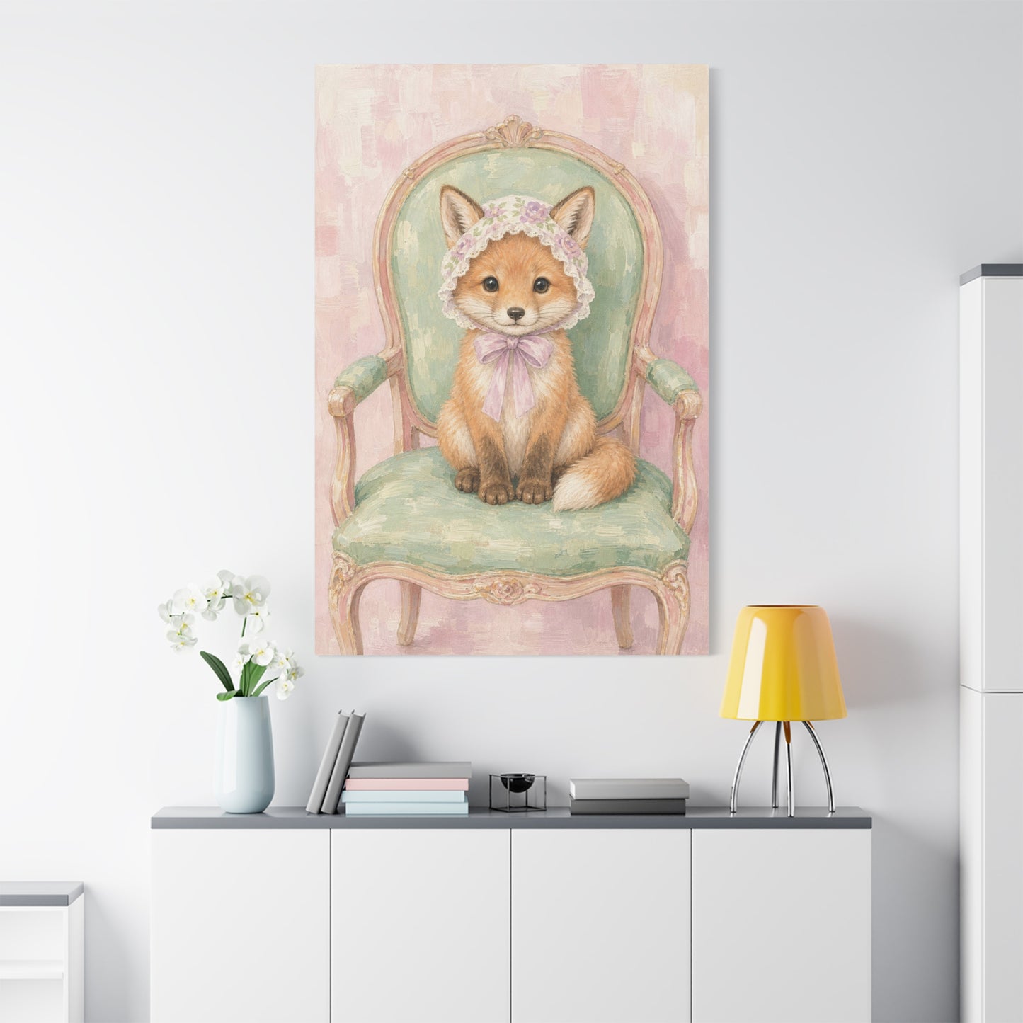 Baby Fox Nursery Canvas Wall Art | Watercolor Animal Print | Kids Room Decor