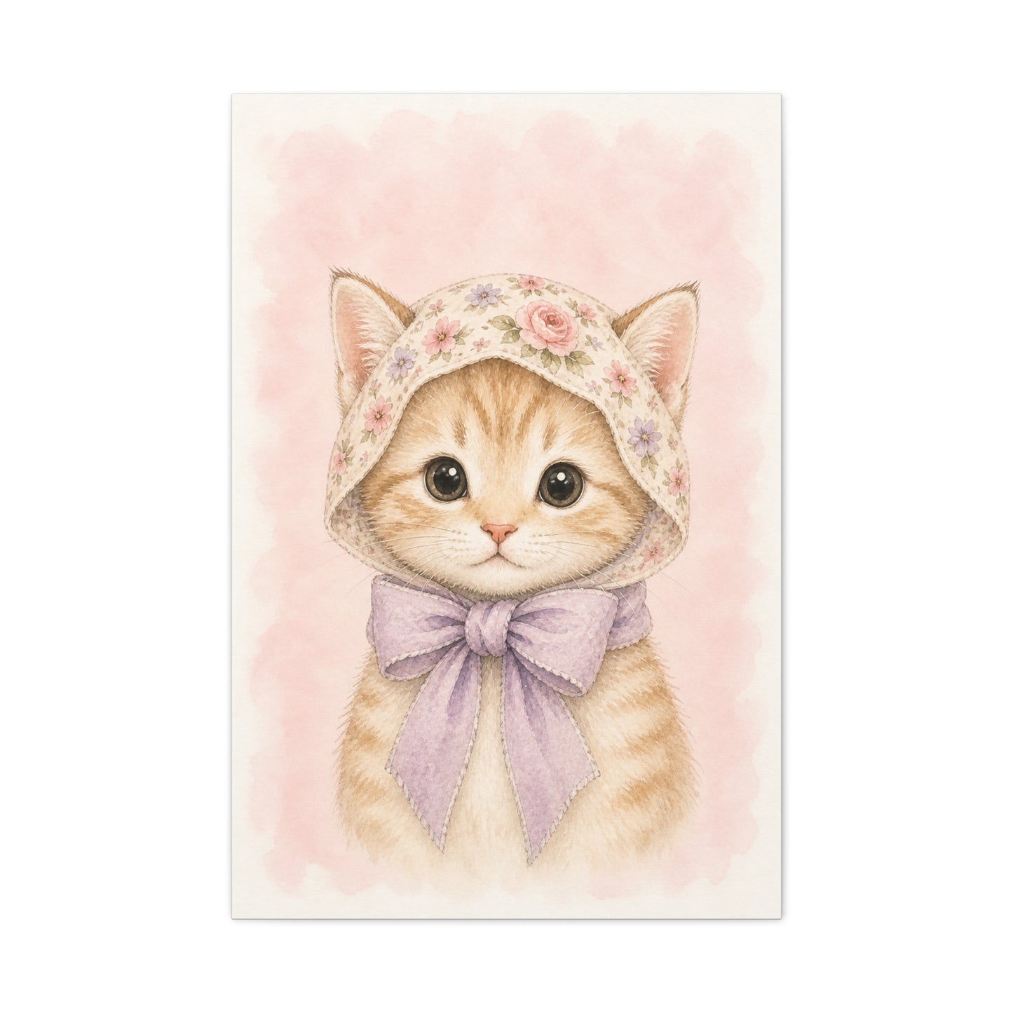 Baby Kitten Nursery Canvas Wall Art | Watercolor Animal Print | Kids Room Decor