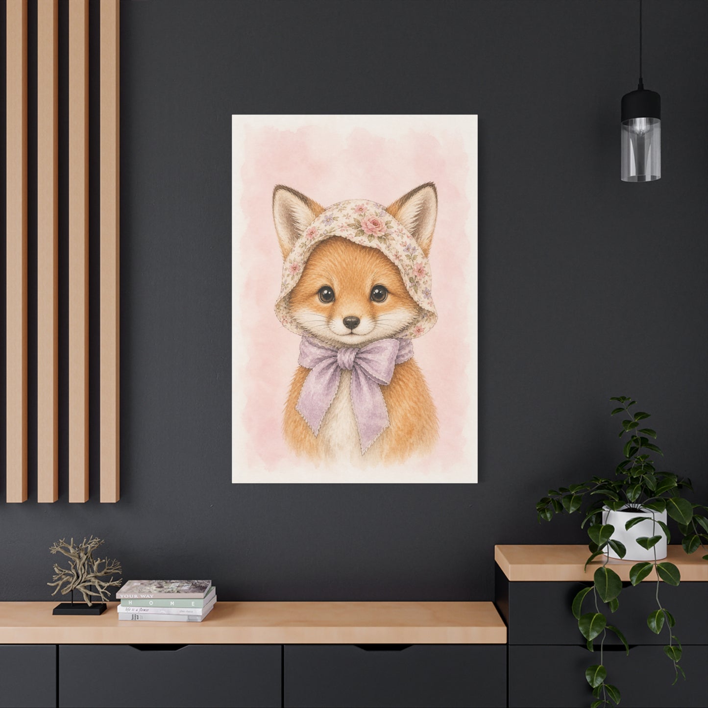 Baby Fox Nursery Canvas Wall Art | Watercolor Animal Print | Kids Room Decor