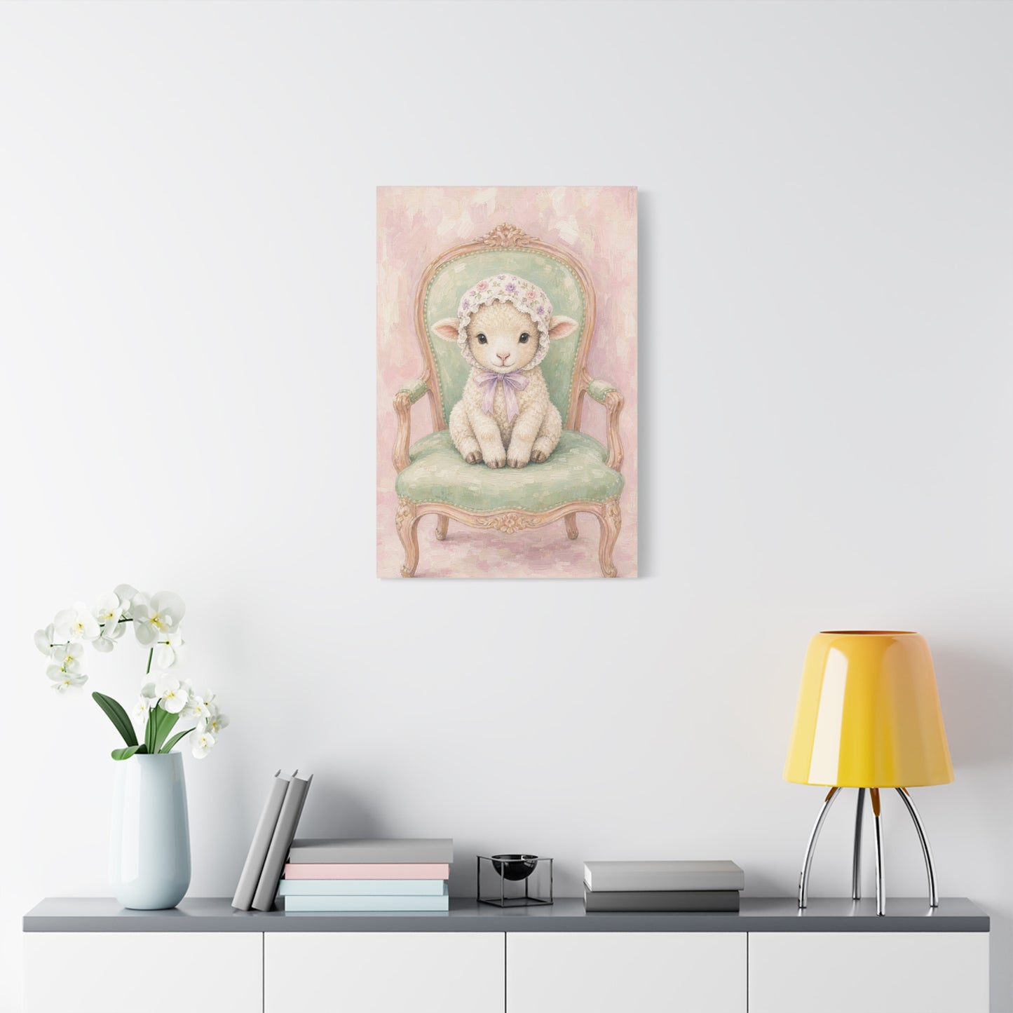 Baby Lamb Nursery Canvas Wall Art | Watercolor Animal Print | Kids Room Decor