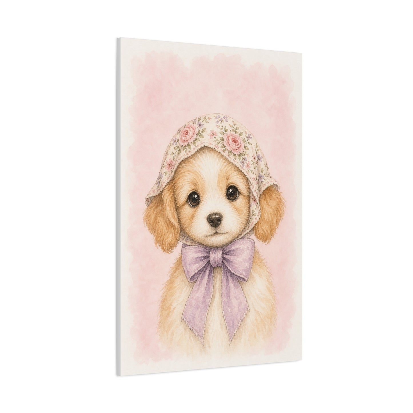 Baby Puppy Nursery Canvas Wall Art | Watercolor Animal Print | Kids Room Decor