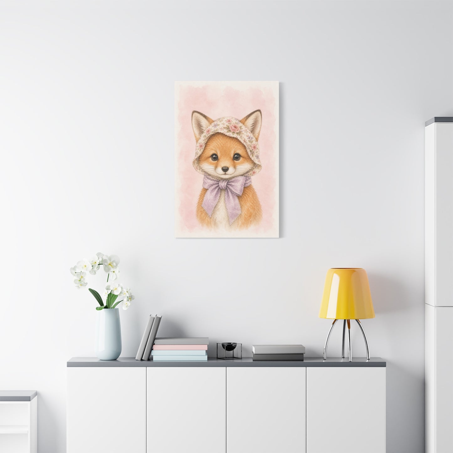 Baby Fox Nursery Canvas Wall Art | Watercolor Animal Print | Kids Room Decor