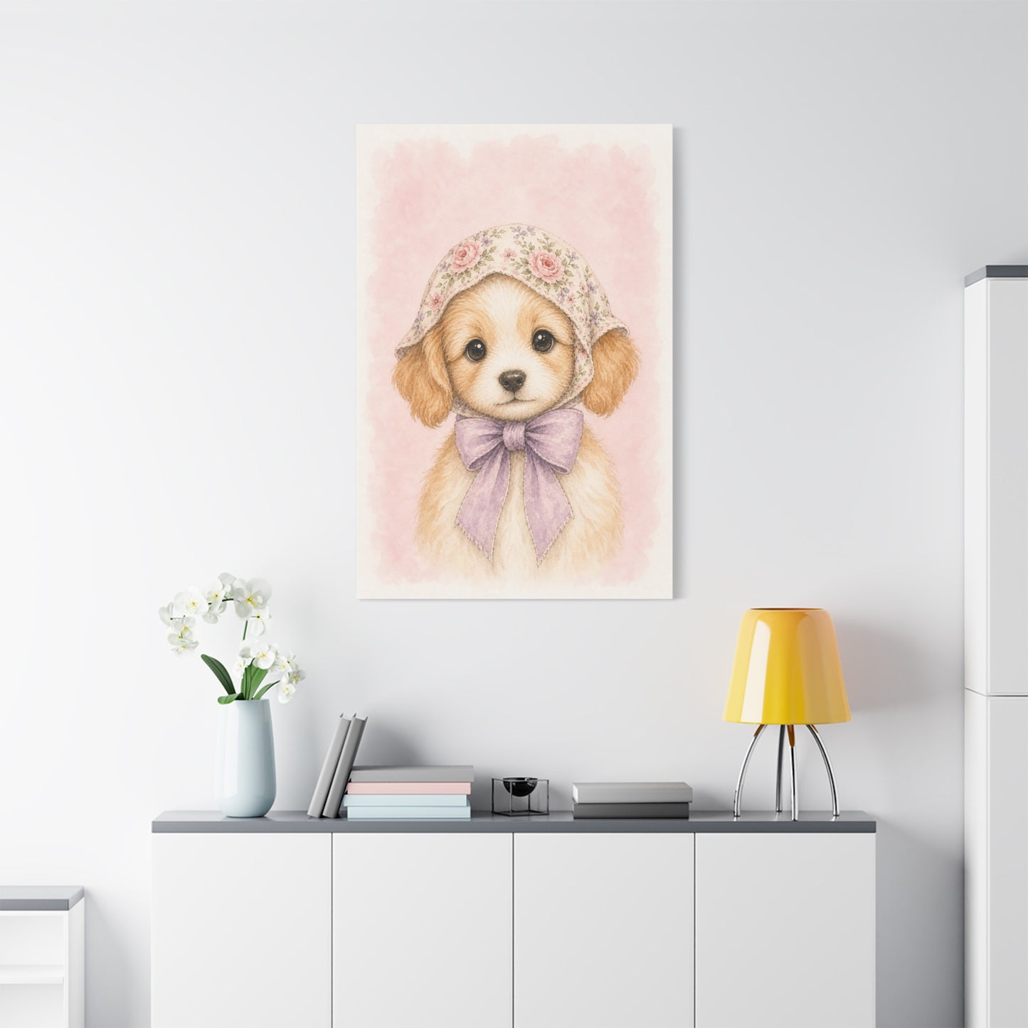 Baby Puppy Nursery Canvas Wall Art | Watercolor Animal Print | Kids Room Decor