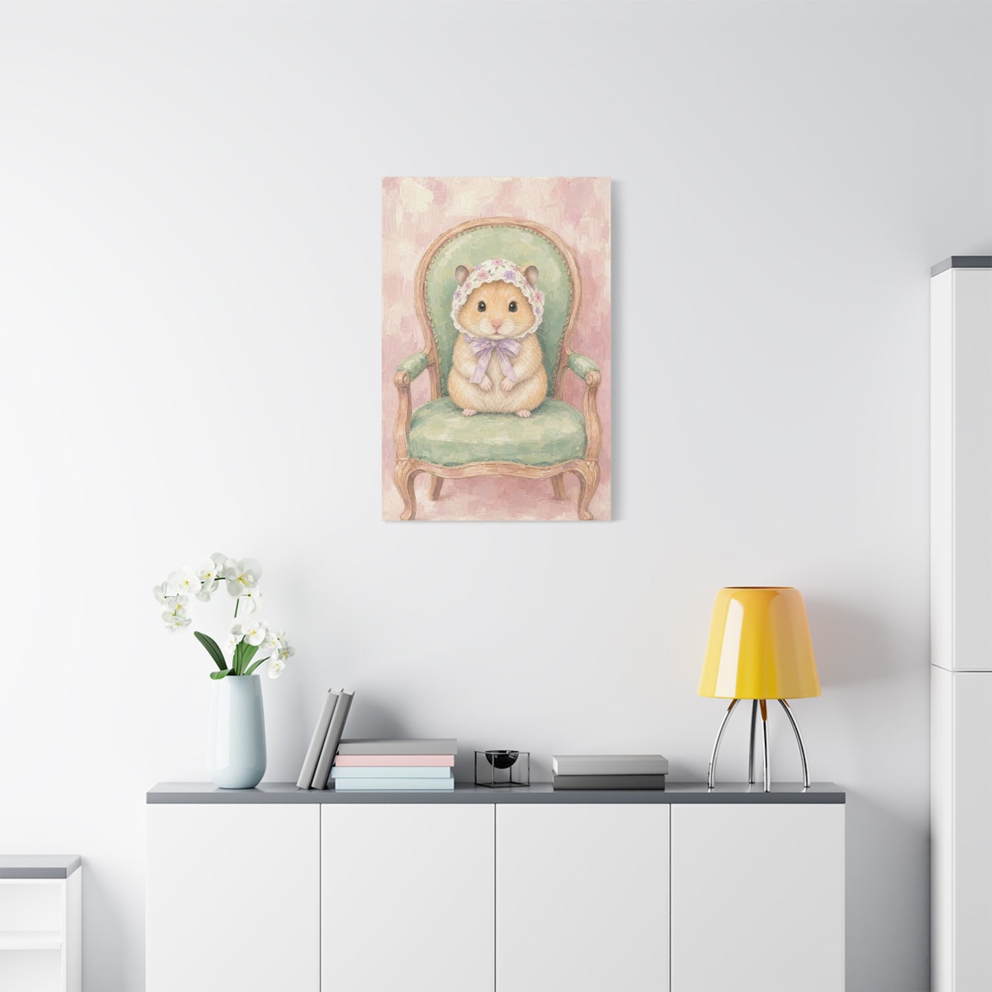 Baby Hamster Nursery Canvas Wall Art | Watercolor Animal Print | Kids Room Decor