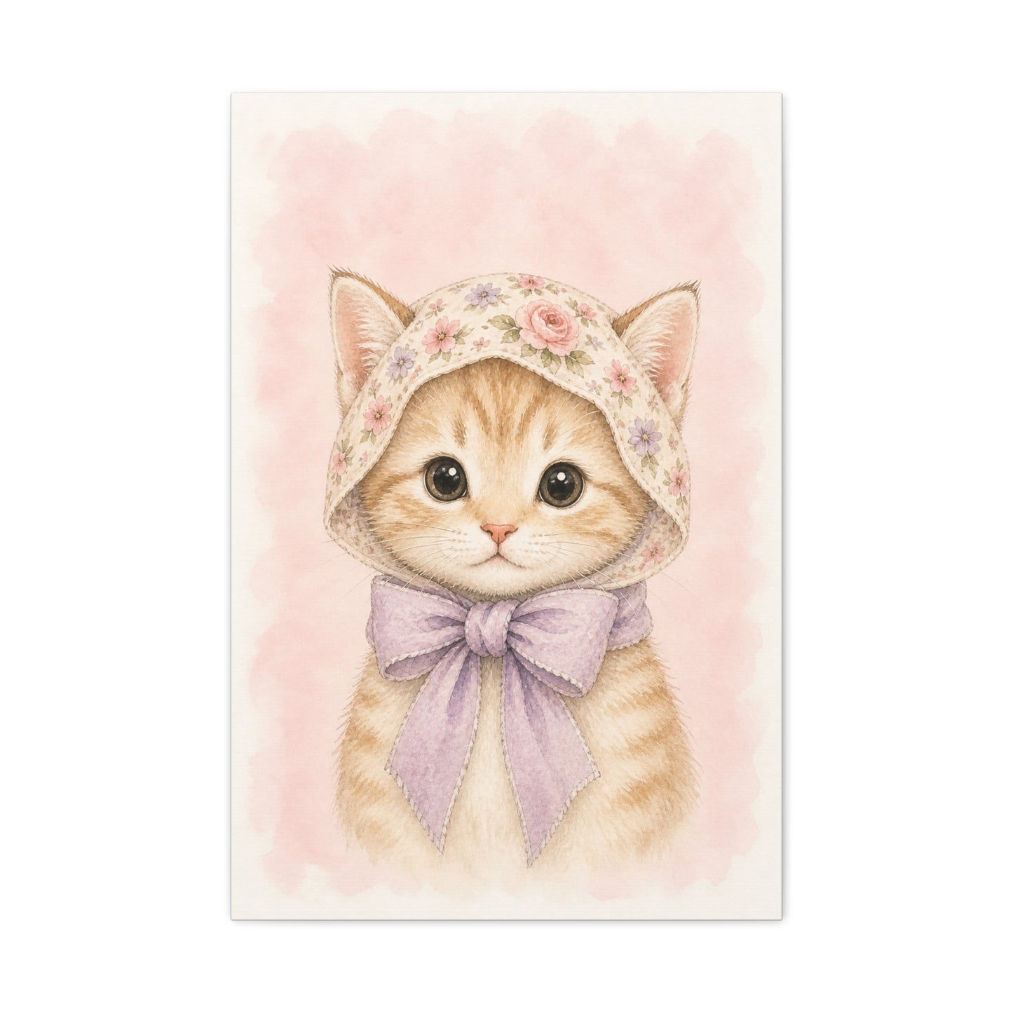Baby Kitten Nursery Canvas Wall Art | Watercolor Animal Print | Kids Room Decor