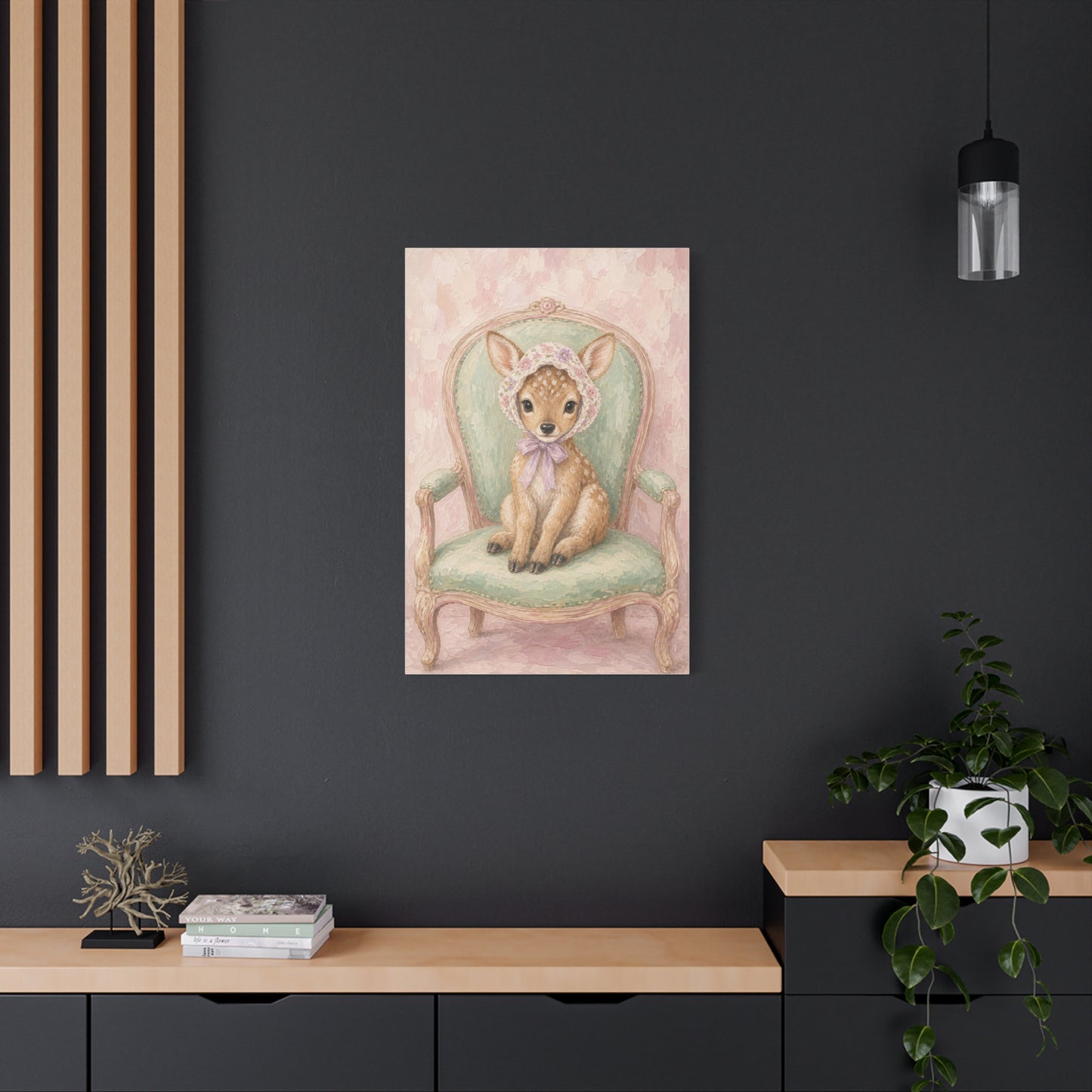Baby Deer Nursery Canvas Wall Art | Watercolor Animal Print | Kids Room Decor