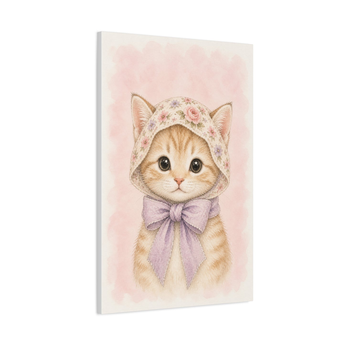 Baby Kitten Nursery Canvas Wall Art | Watercolor Animal Print | Kids Room Decor