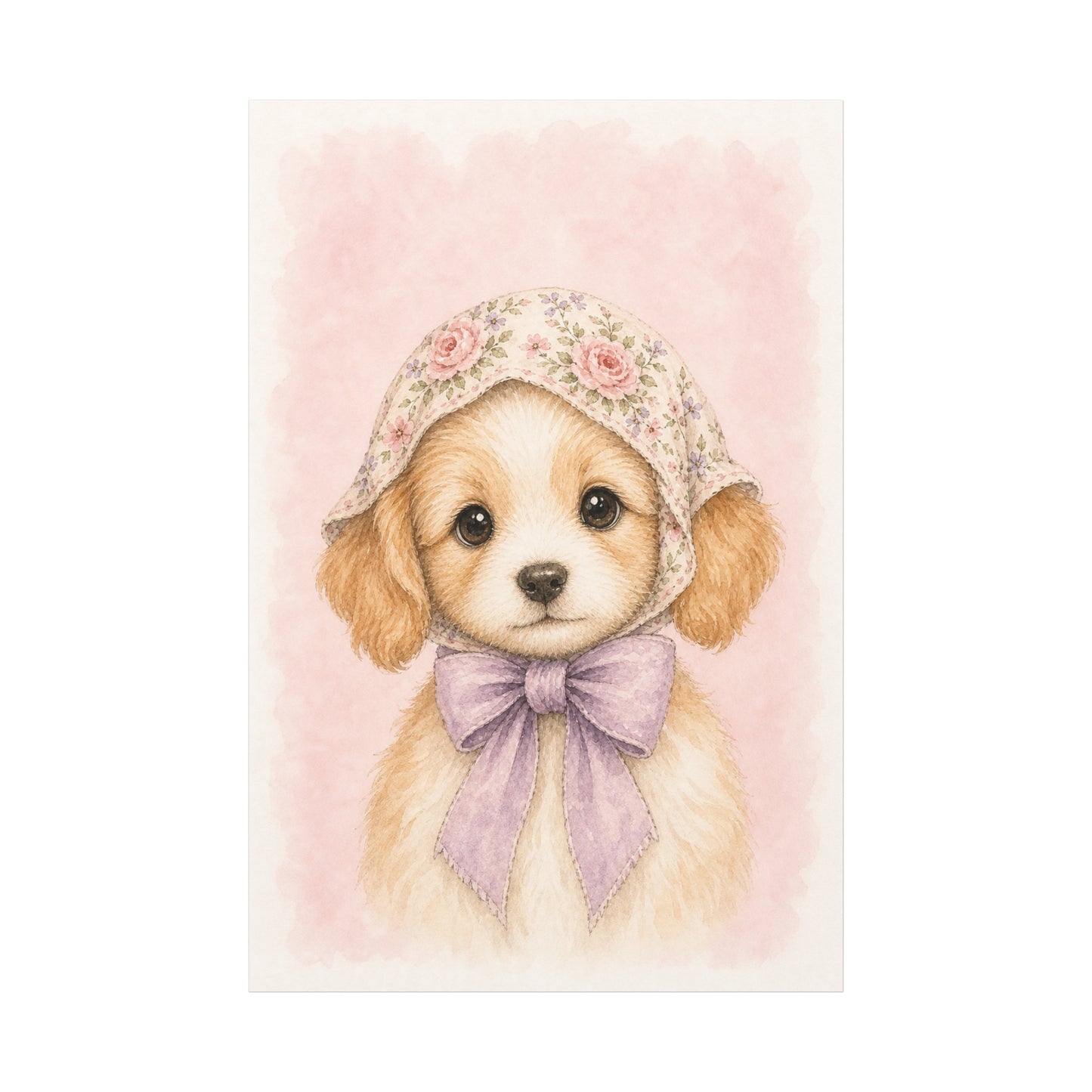 Baby Puppy Nursery Canvas Wall Art | Watercolor Animal Print | Kids Room Decor