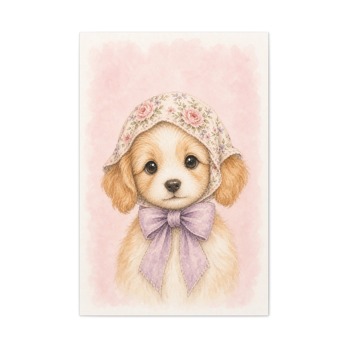 Baby Puppy Nursery Canvas Wall Art | Watercolor Animal Print | Kids Room Decor