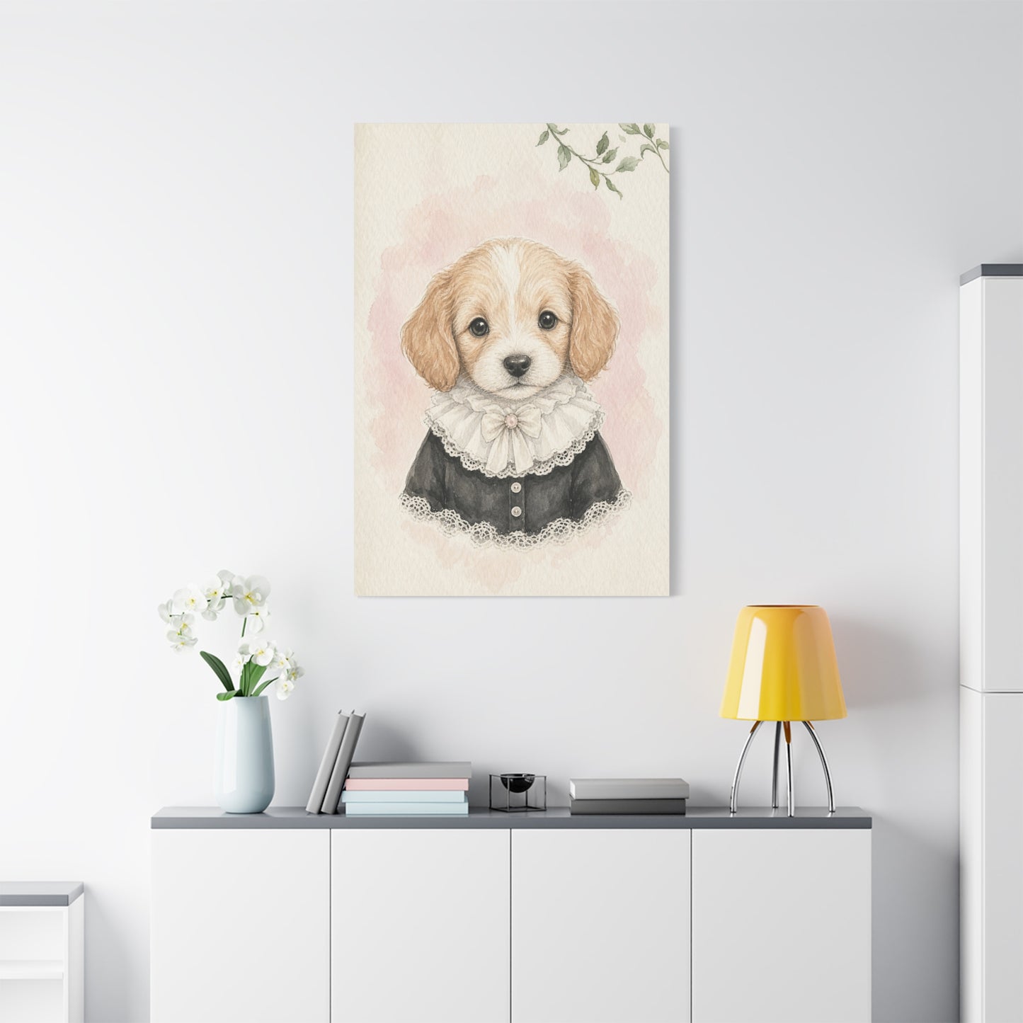Baby Puppy Nursery Canvas Wall Art | Watercolor Animal Print | Kids Room Decor