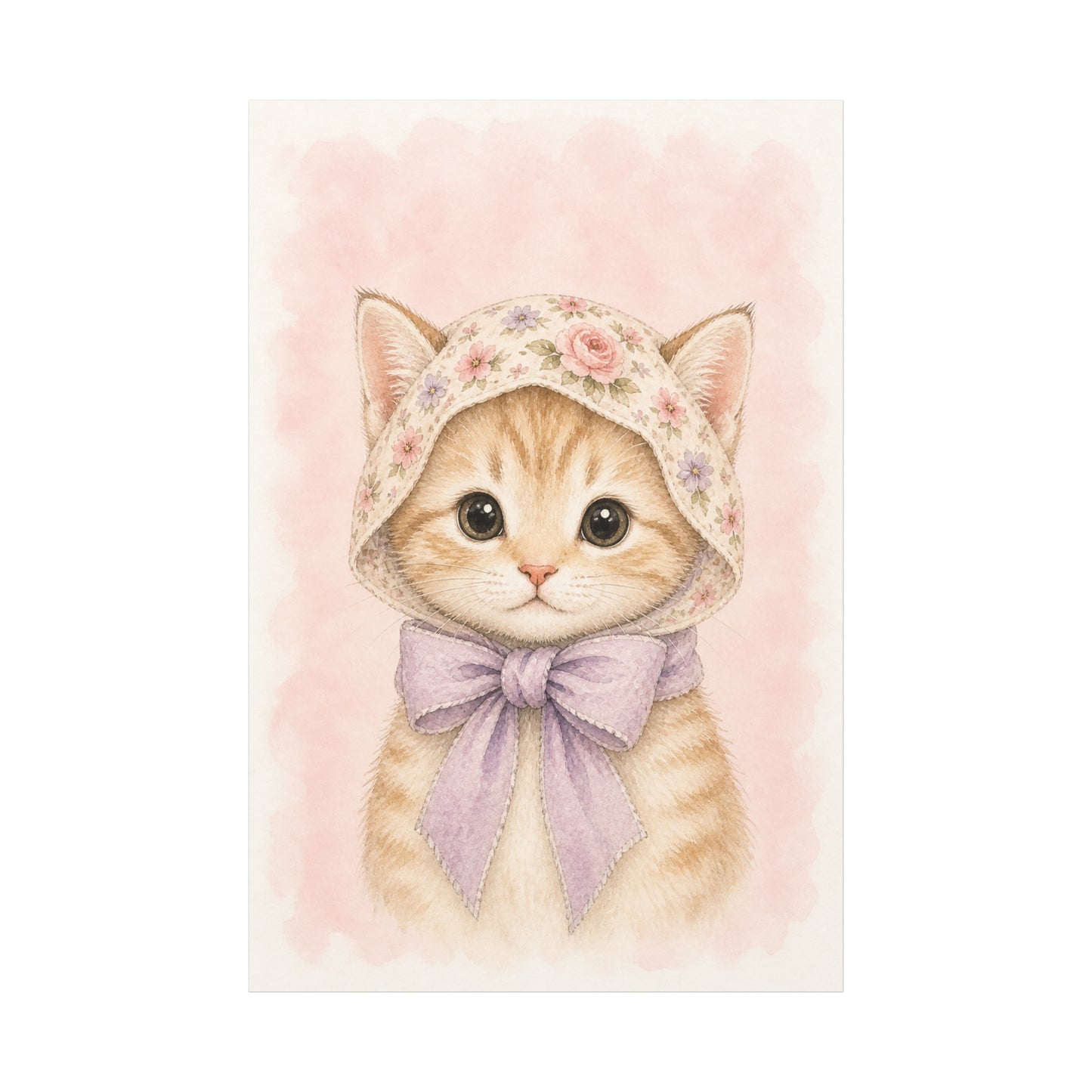Baby Kitten Nursery Canvas Wall Art | Watercolor Animal Print | Kids Room Decor