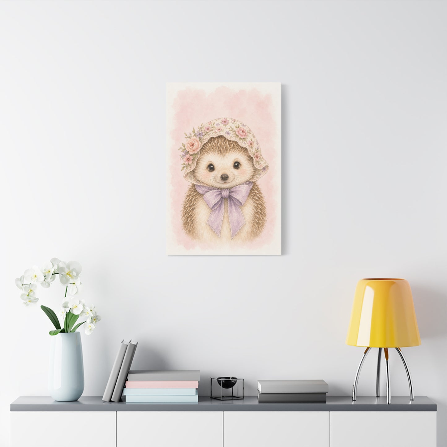 Baby Hedgehog Nursery Canvas Wall Art | Watercolor Animal Print | Kids Room Decor