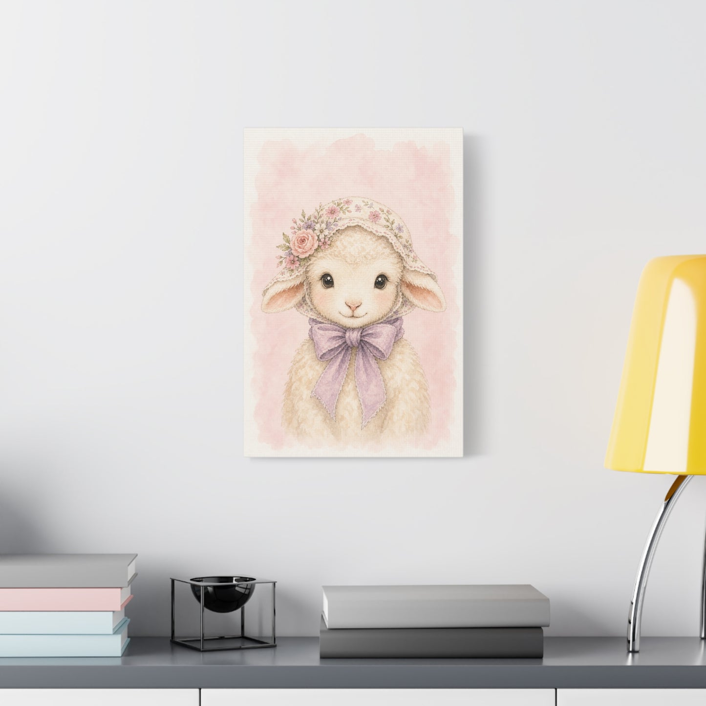 Baby Lamb Nursery Canvas Wall Art | Watercolor Animal Print | Kids Room Decor
