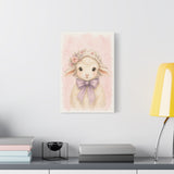 Baby Lamb Nursery Canvas Wall Art — Floral & lavender series. Product mockup 8 of 24.