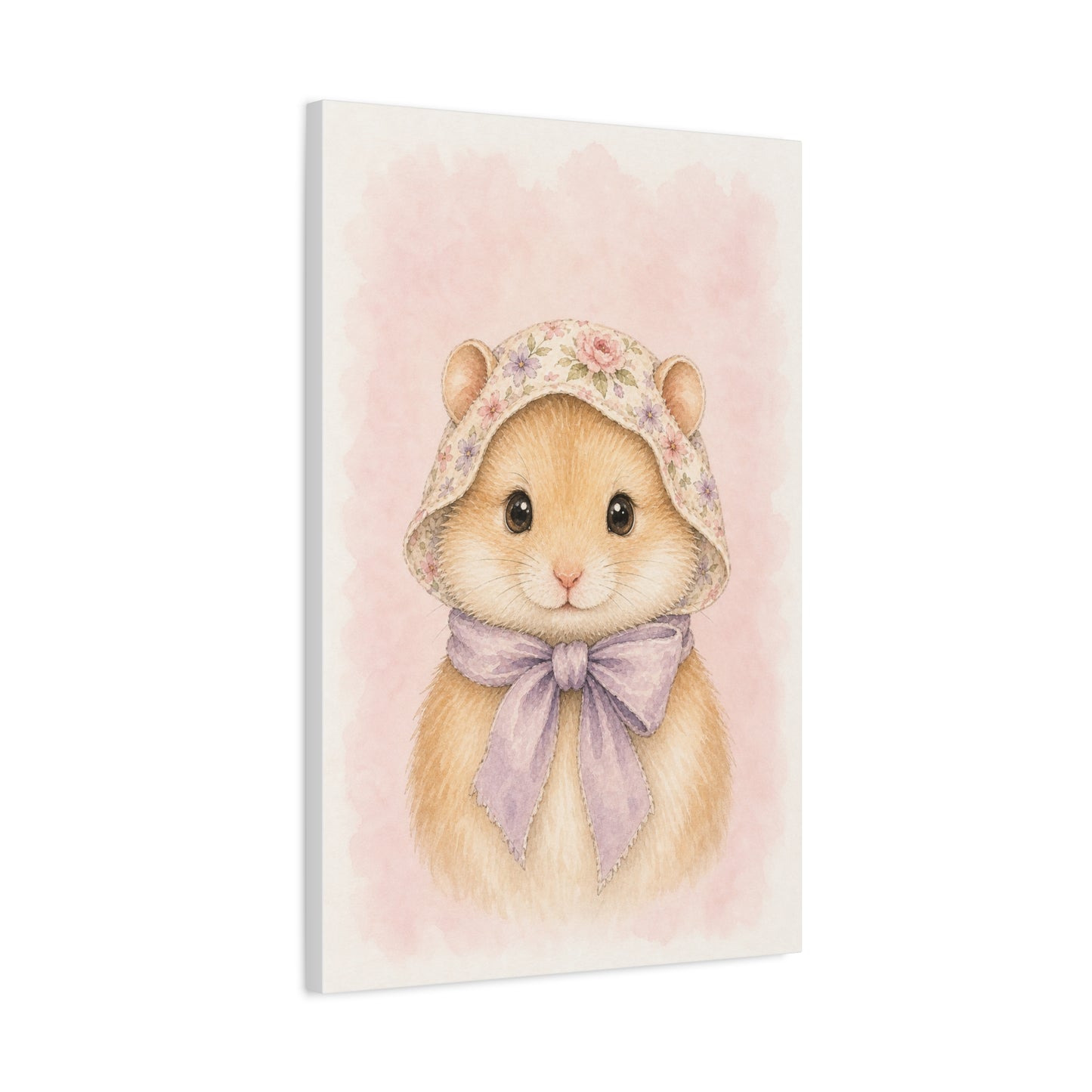 Baby Hamster Nursery Canvas Wall Art | Watercolor Animal Print | Kids Room Decor