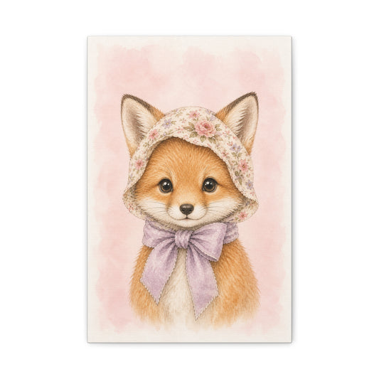 Baby Fox Nursery Canvas Wall Art | Watercolor Animal Print | Kids Room Decor
