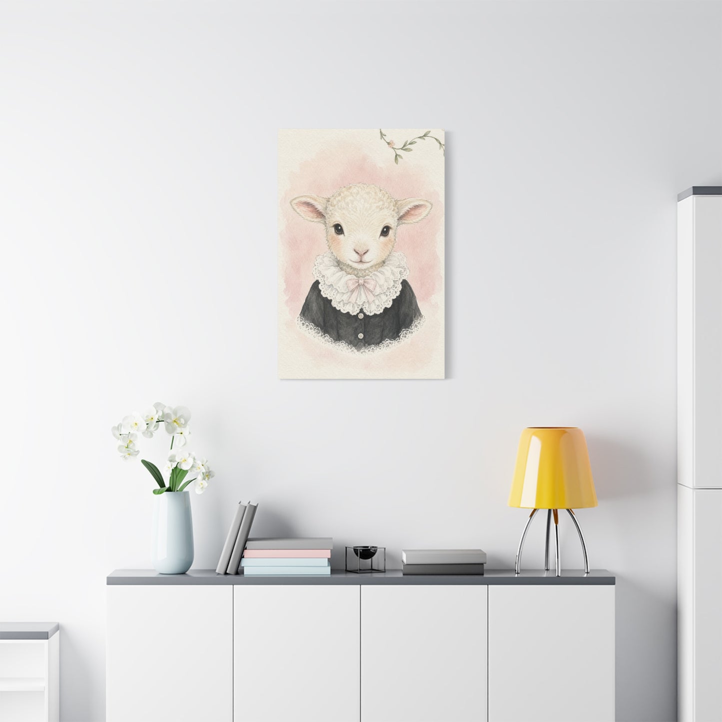 Baby Lamb Nursery Canvas Wall Art | Watercolor Animal Print | Kids Room Decor