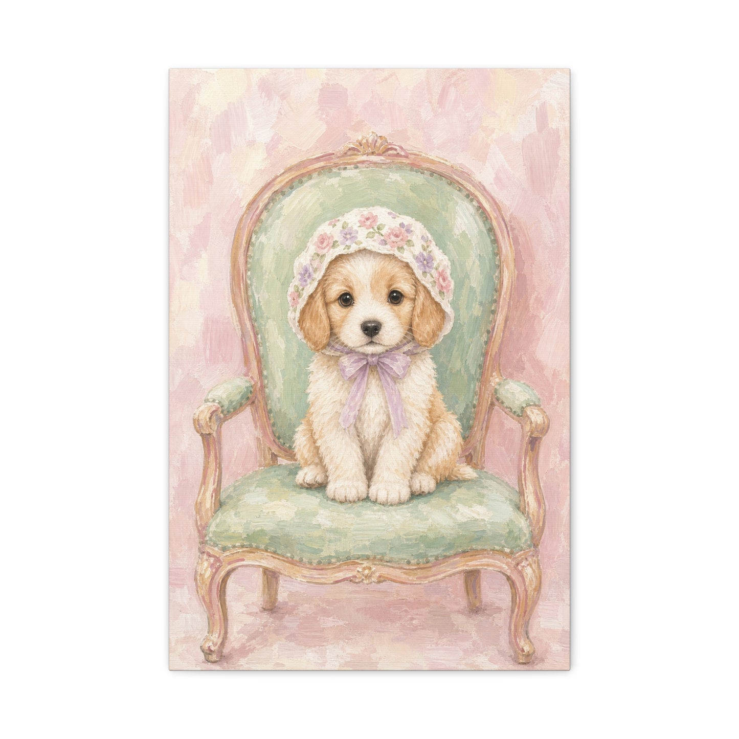 Baby Puppy Nursery Canvas Wall Art | Watercolor Animal Print | Kids Room Decor