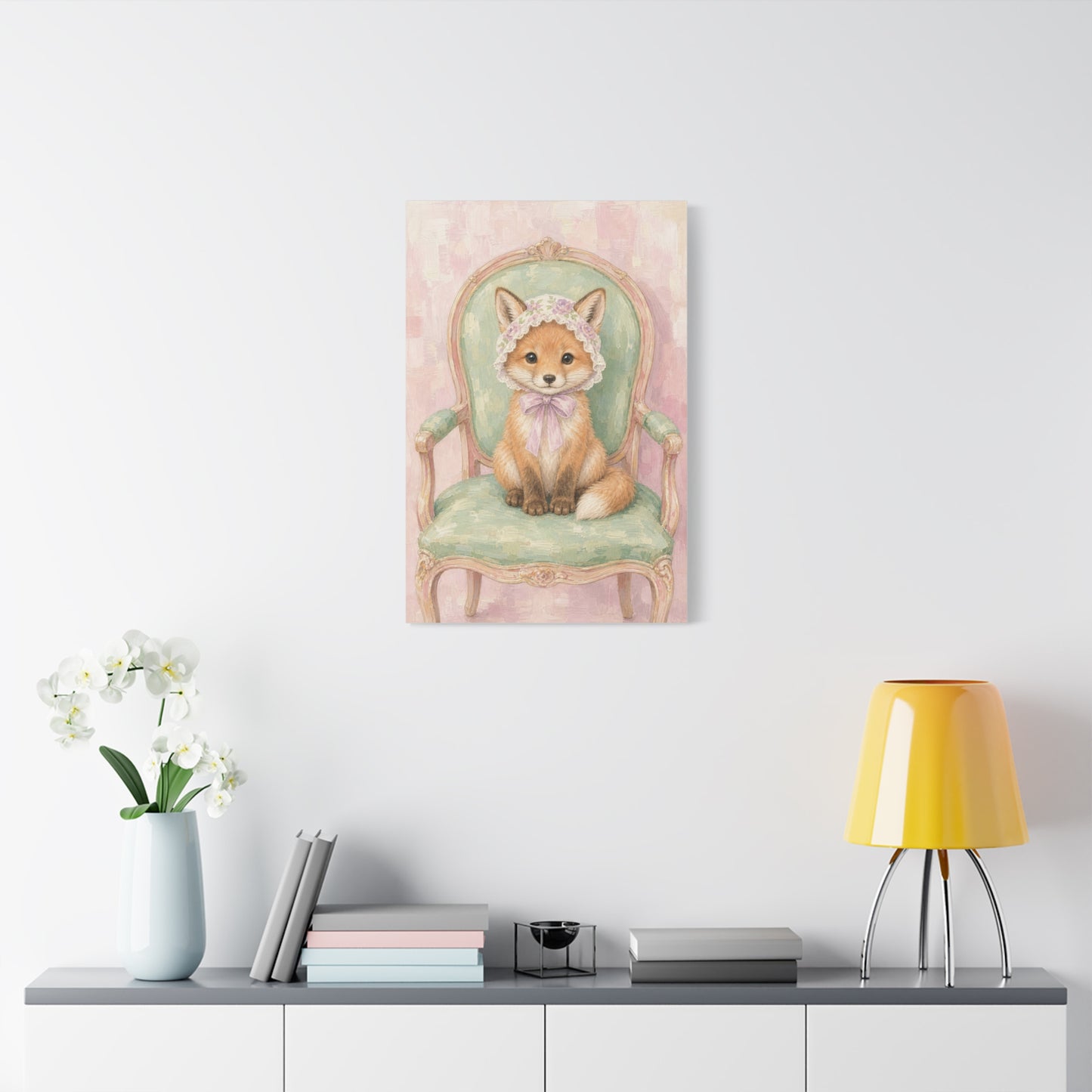 Baby Fox Nursery Canvas Wall Art | Watercolor Animal Print | Kids Room Decor