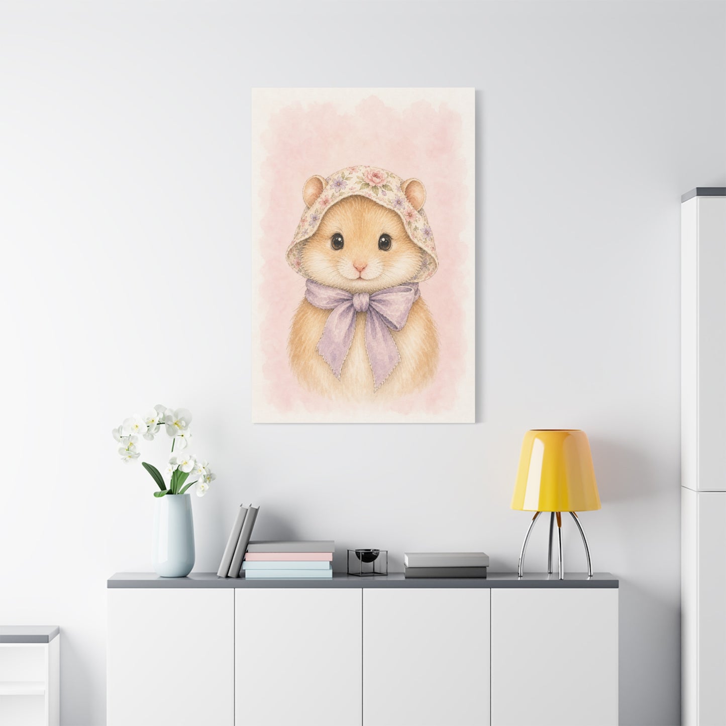 Baby Hamster Nursery Canvas Wall Art | Watercolor Animal Print | Kids Room Decor
