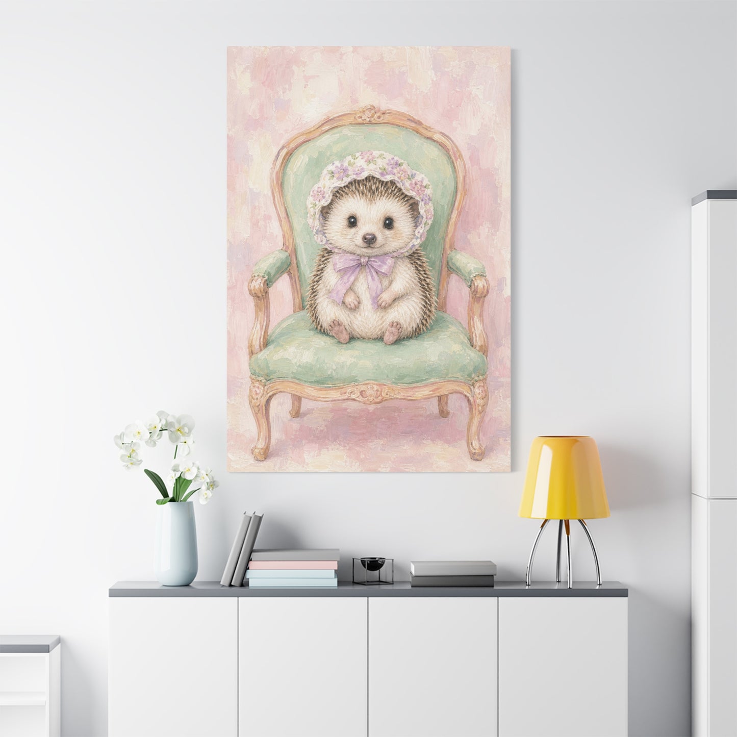 Baby Hedgehog Nursery Canvas Wall Art | Watercolor Animal Print | Kids Room Decor