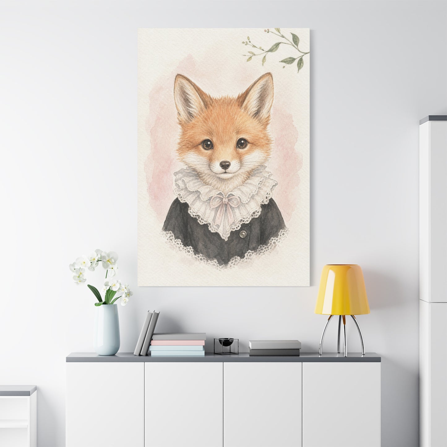 Baby Fox Nursery Canvas Wall Art | Watercolor Animal Print | Kids Room Decor