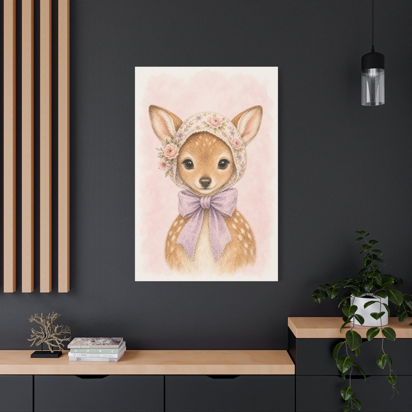 Baby Deer Nursery Canvas Wall Art | Watercolor Animal Print | Kids Room Decor