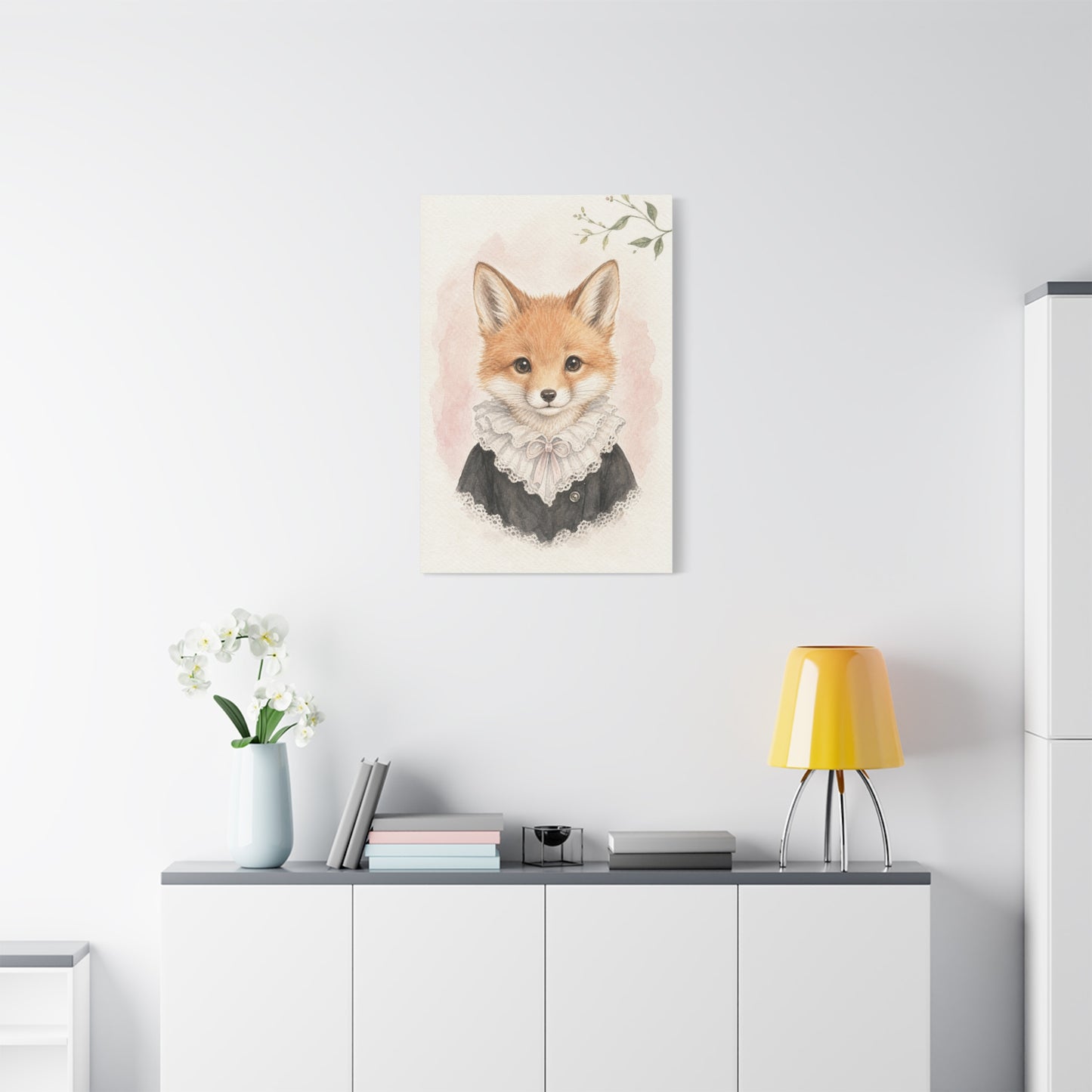 Baby Fox Nursery Canvas Wall Art | Watercolor Animal Print | Kids Room Decor