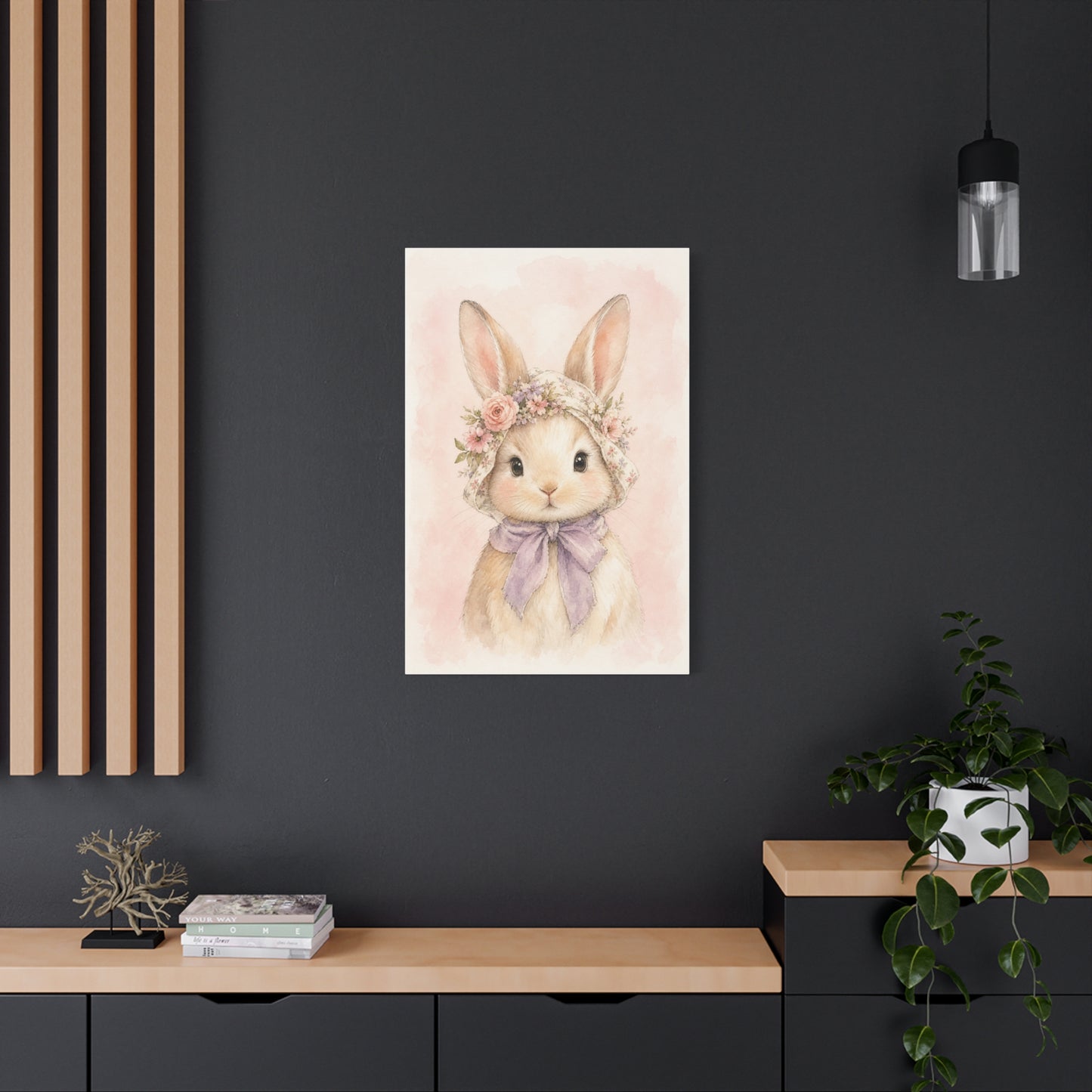 Baby Rabbit Nursery Canvas Wall Art | Watercolor Animal Print | Kids Room Decor