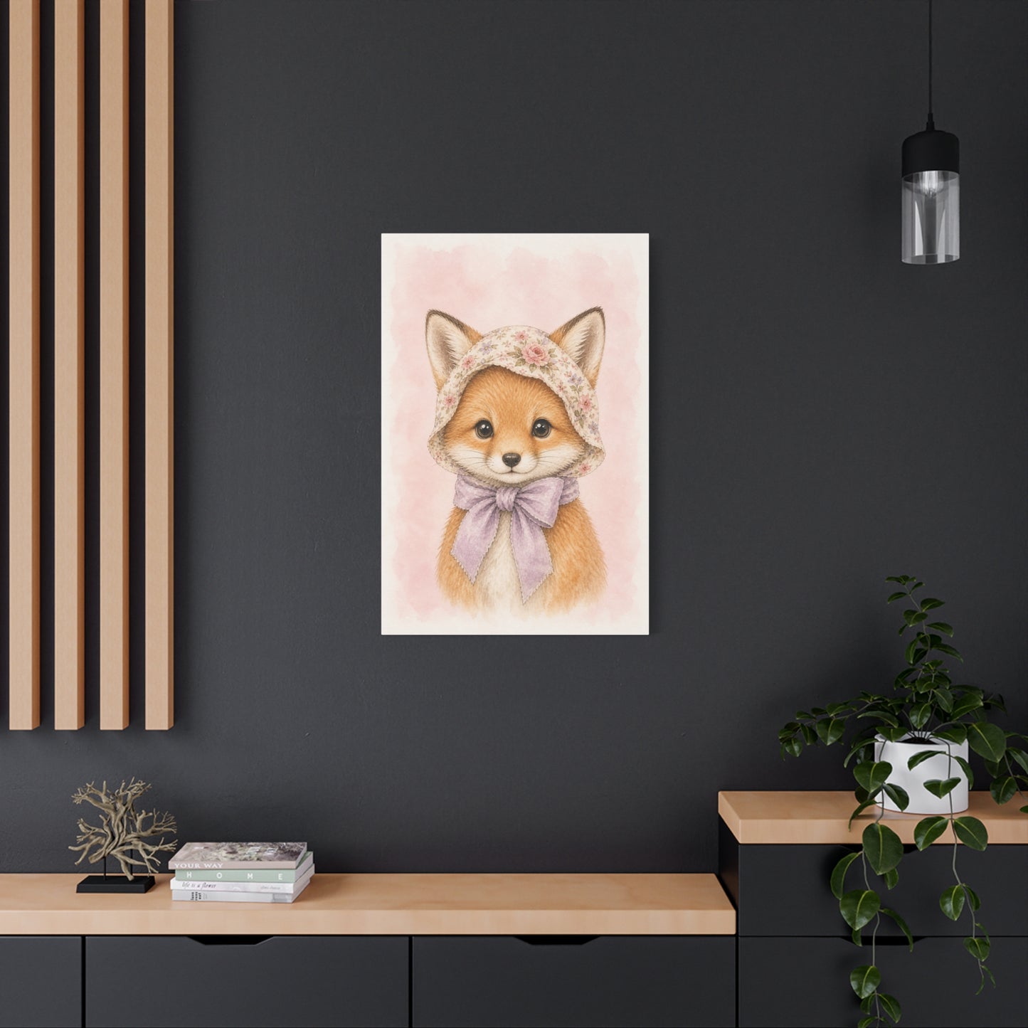 Baby Fox Nursery Canvas Wall Art | Watercolor Animal Print | Kids Room Decor