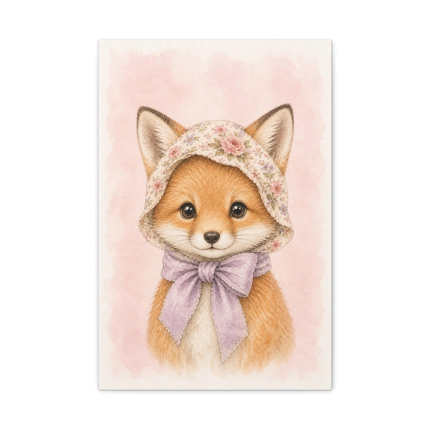 Baby Fox Nursery Canvas Wall Art | Watercolor Animal Print | Kids Room Decor