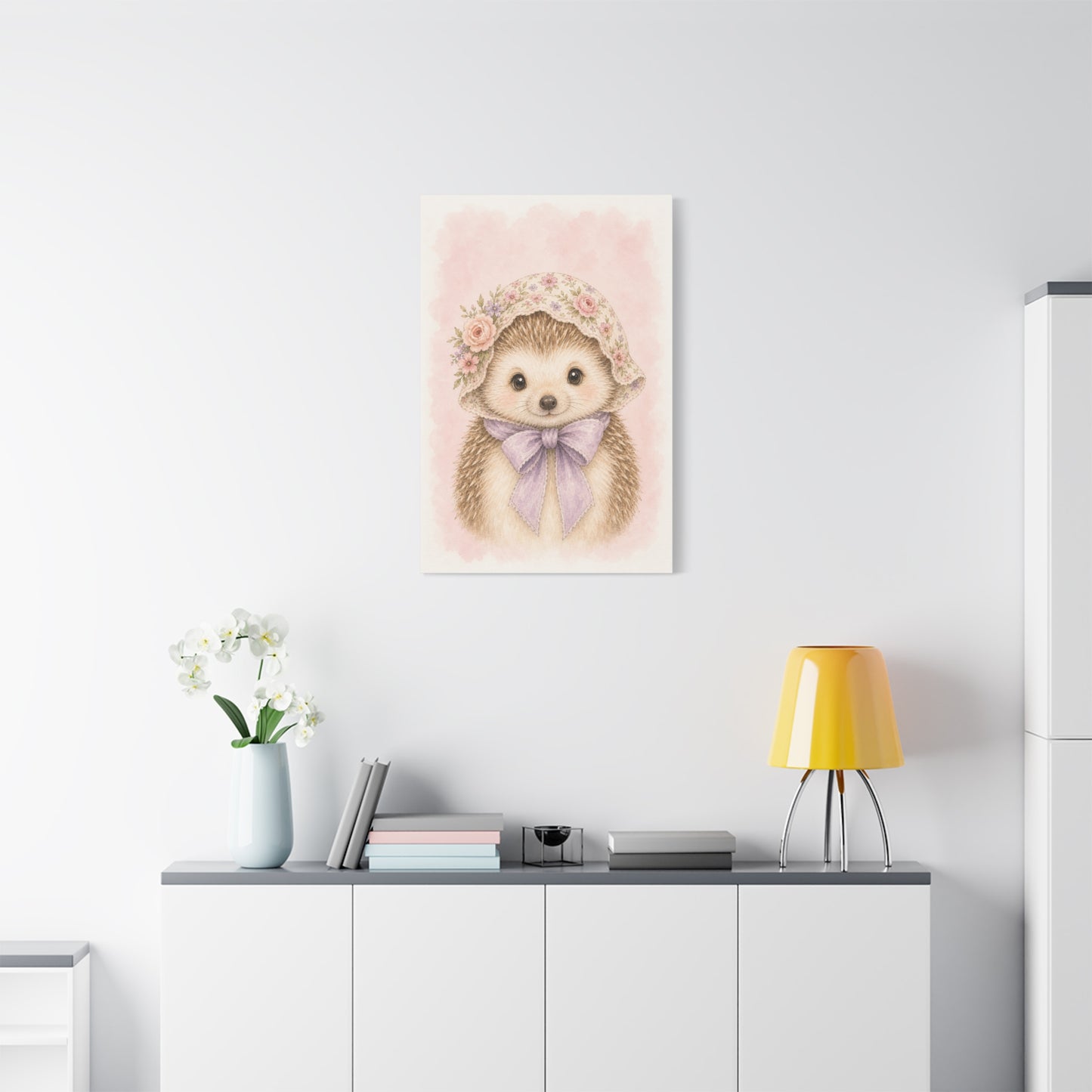 Baby Hedgehog Nursery Canvas Wall Art | Watercolor Animal Print | Kids Room Decor