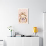 Baby Hedgehog Nursery Canvas Wall Art — Floral & lavender series. Product mockup 17 of 24.