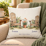 Illustrative chair view of this exact personalized example. One item per quantity; styling props not included. Pillow cover only; insert not included.