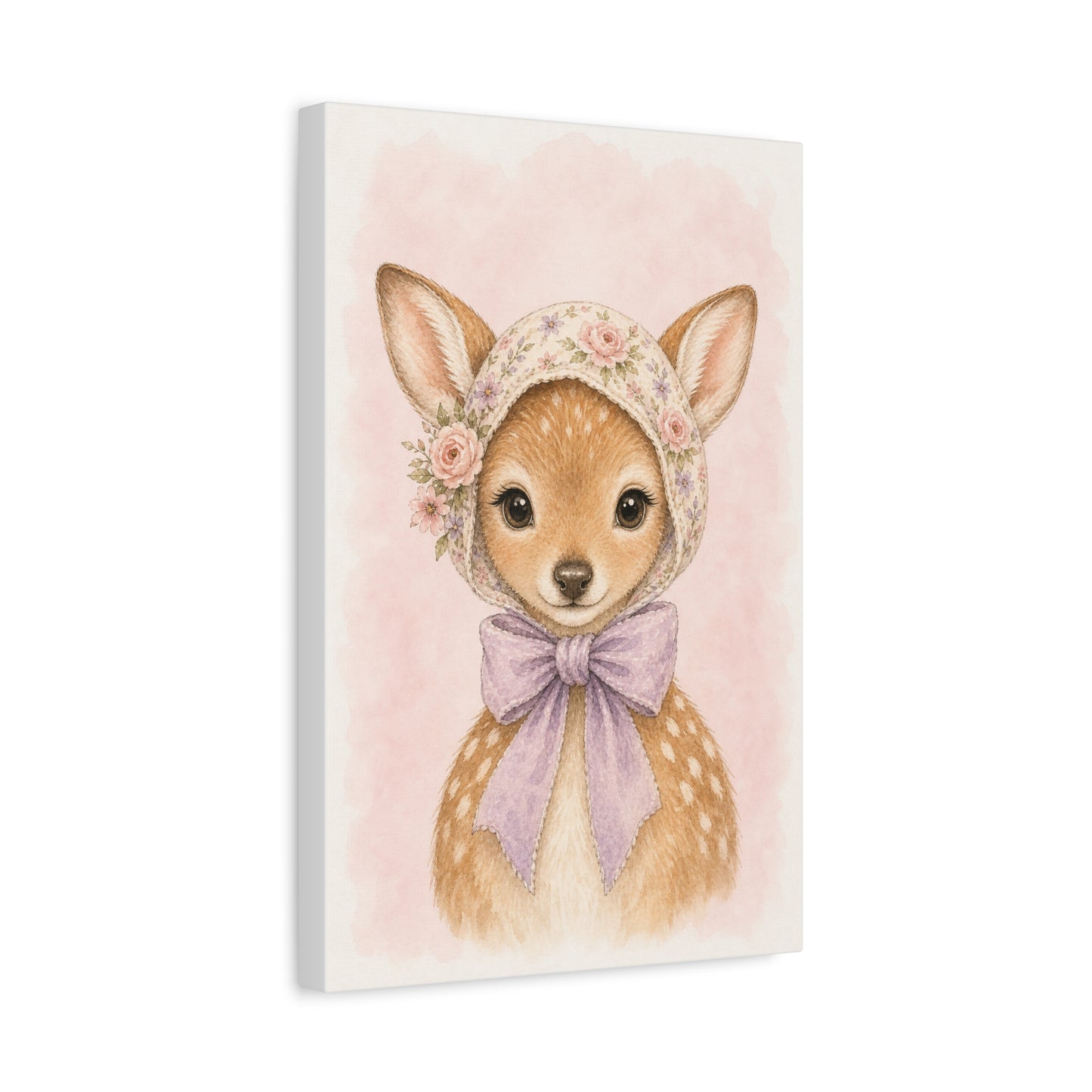 Baby Deer Nursery Canvas Wall Art | Watercolor Animal Print | Kids Room Decor