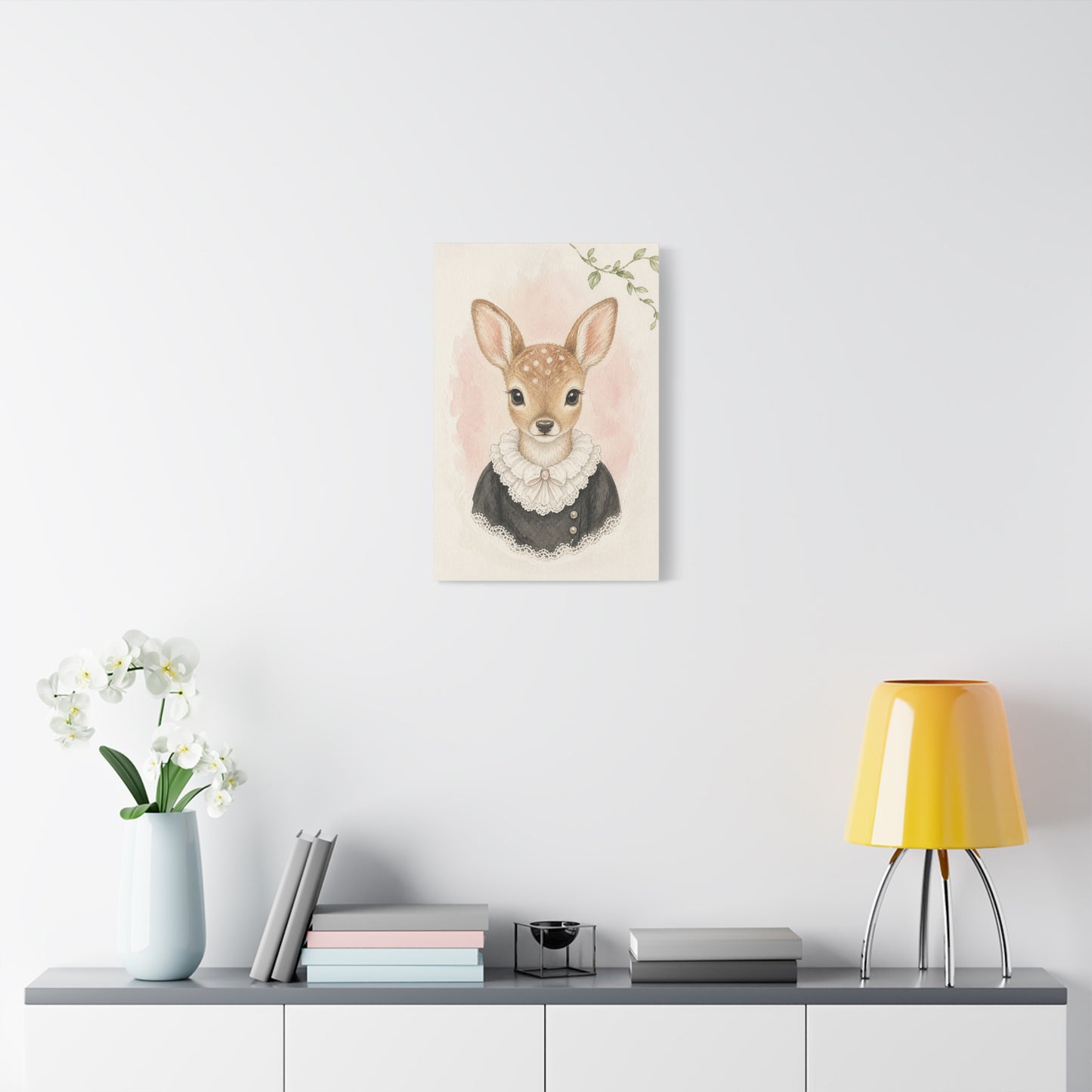 Baby Deer Nursery Canvas Wall Art | Watercolor Animal Print | Kids Room Decor