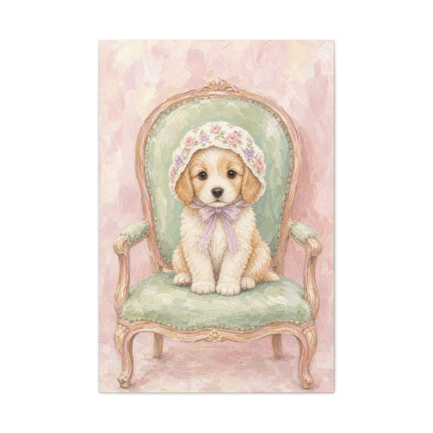 Baby Puppy Nursery Canvas Wall Art | Watercolor Animal Print | Kids Room Decor