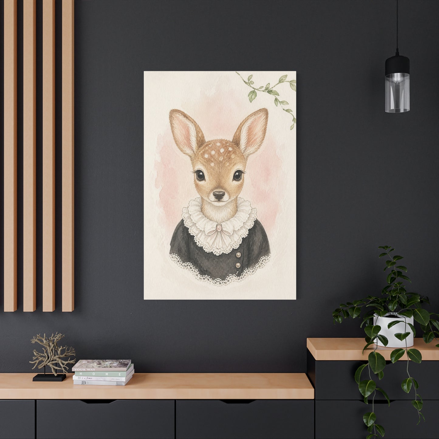 Baby Deer Nursery Canvas Wall Art | Watercolor Animal Print | Kids Room Decor