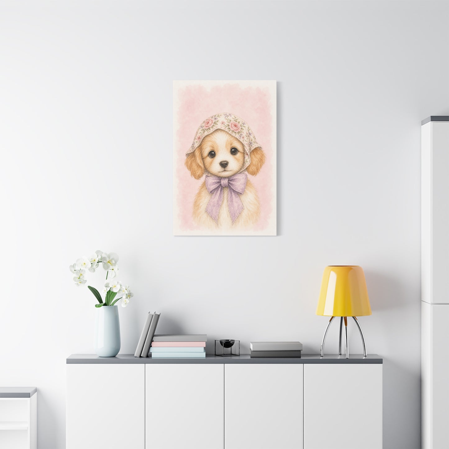 Baby Puppy Nursery Canvas Wall Art | Watercolor Animal Print | Kids Room Decor