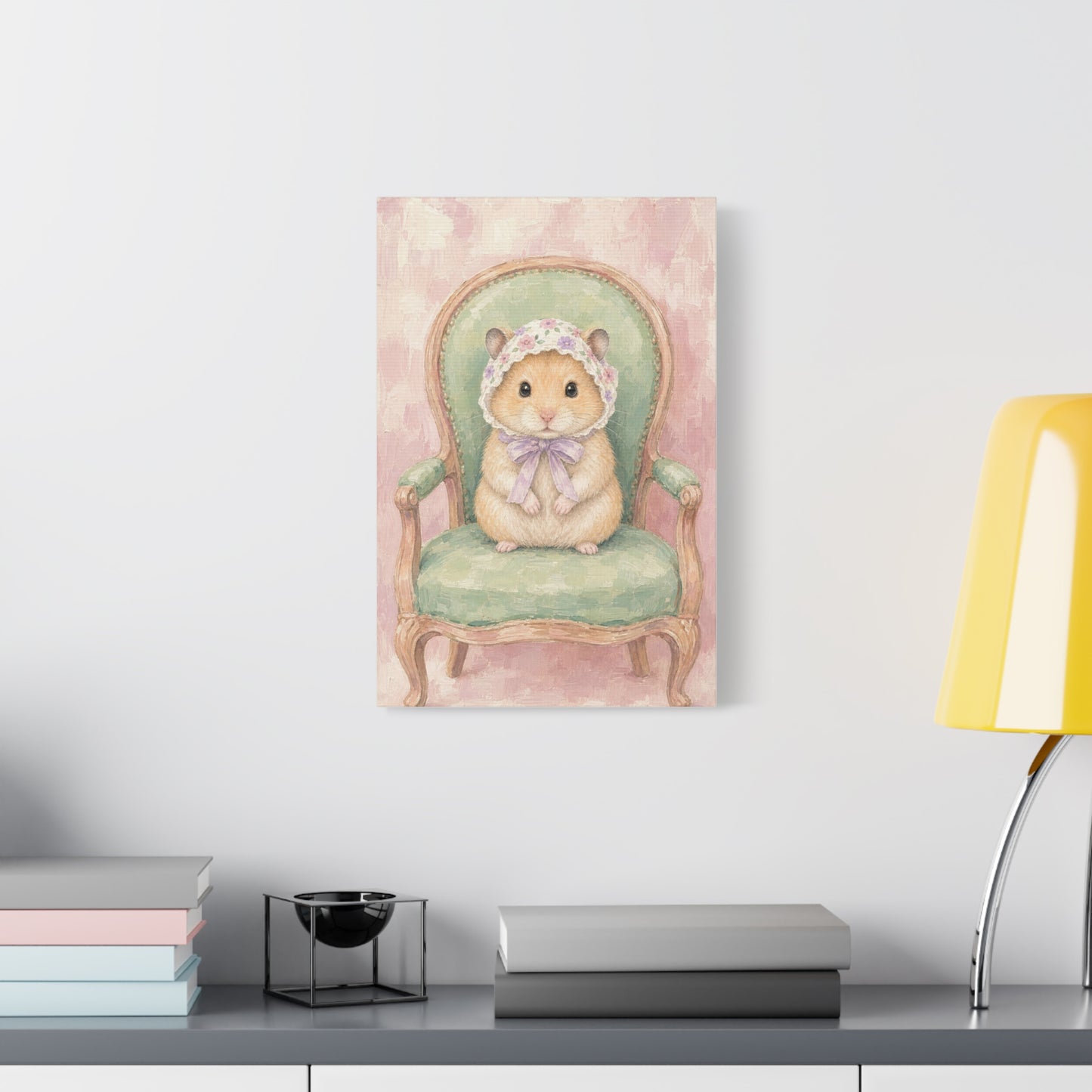 Baby Hamster Nursery Canvas Wall Art | Watercolor Animal Print | Kids Room Decor