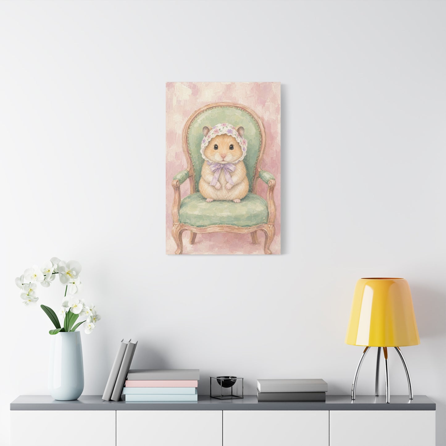 Baby Hamster Nursery Canvas Wall Art | Watercolor Animal Print | Kids Room Decor