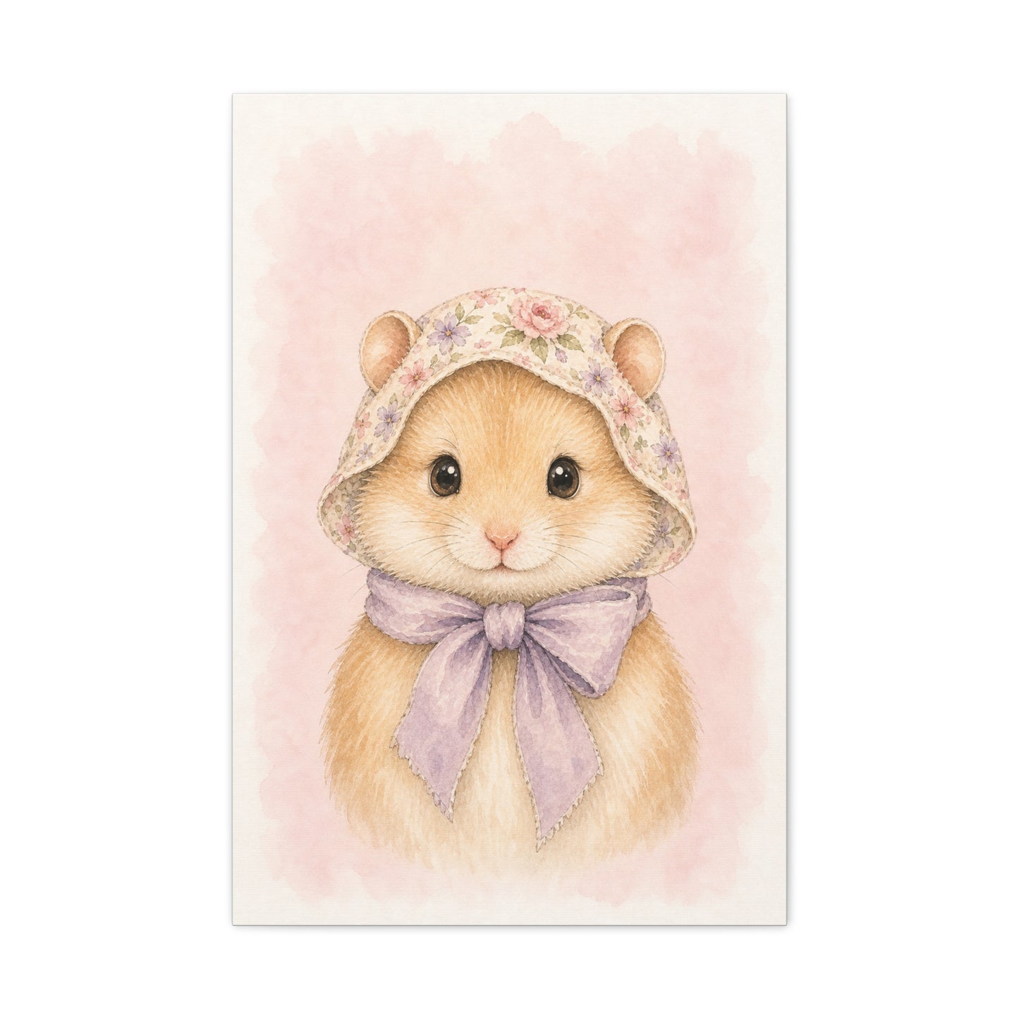 Baby Hamster Nursery Canvas Wall Art | Watercolor Animal Print | Kids Room Decor